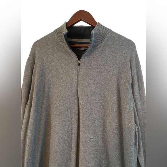 Eddie Bauer Other - Eddie Bauer Wool Blend Quarter Zip Sweater 2XL Tall Gray Mens Casual Cotton
